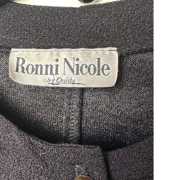 Vintage 80s Ronni Nicole Black Button Up Jacket Classic Business Preppy Twee - Picture 3 of 3